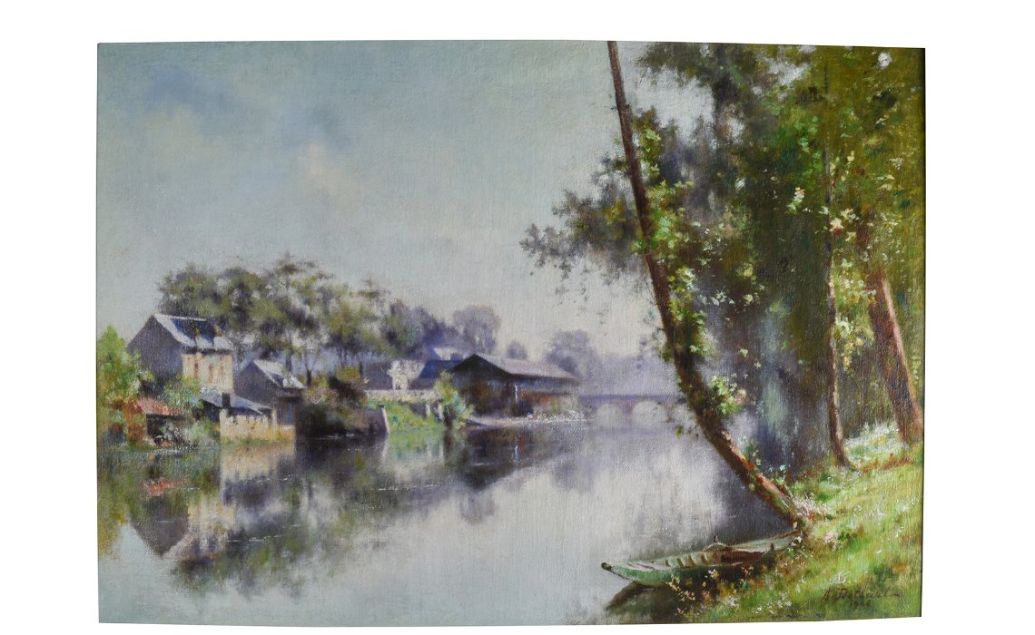 Brive, lavoir du Pont Cardinal, huile sur toile d'Arthur Delsart, 1906.
