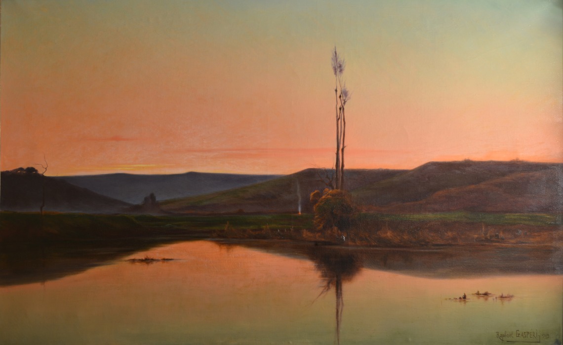 La nuit qui vient, étang de Granges, huile sur toile de Raphaël Gaspéri, 1903.