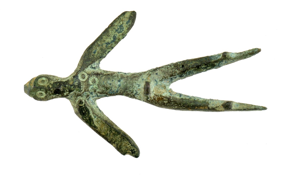Ex-voto anthropomorphe étrusque, bronze, VIe-Ve siècles av. J.-C. Collection musée Labenche.