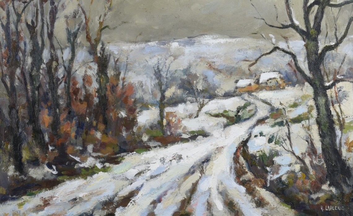 Le chemin sous la neige, huile sur toile de Roger Laplénie, 1947. Collection particulière.